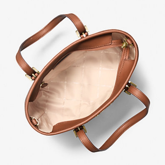 Michael Kors Jet Set Travel Extra-Small Logo Top-Zip Tote Bag in Brown - Picture 14 of 16